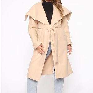 Walking In The Snow Wool Trench Coat - Khaki
